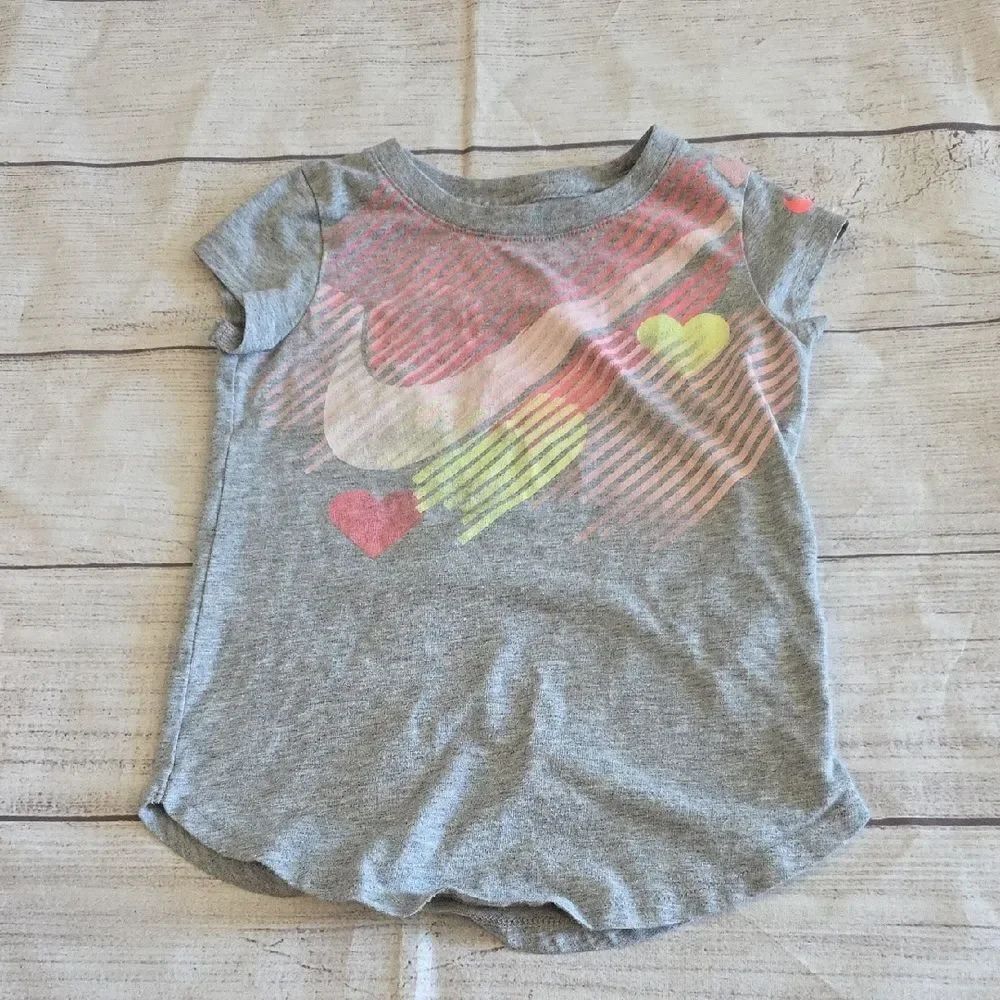 Gray Kids Shirt with Colorful Heart Design